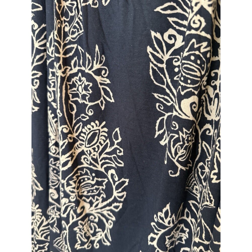 Lucky Brand Women’s 1X Black Beige Floral Boho Peasant Tunic Top Blouse - Picture 9 of 12